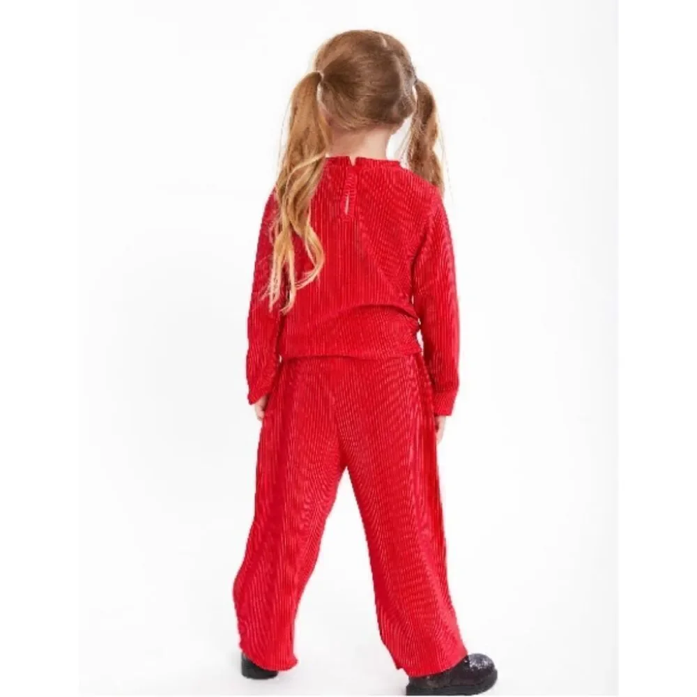 Toddler Girls Plush Ribbed Velour Top & Bottom 2-Piece Set Size 3T